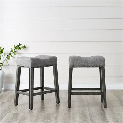 Mekah Upholstered 24'' Counter Stool with Metal Frame (Set of 